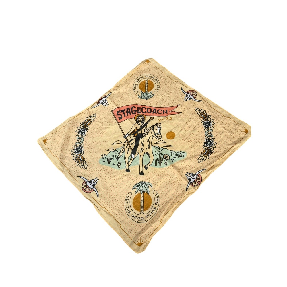Stagecoach 2022 Music Festival Bandana Cream Country Western Horse Cowgirl 20x20 - Picture 2 of 4
